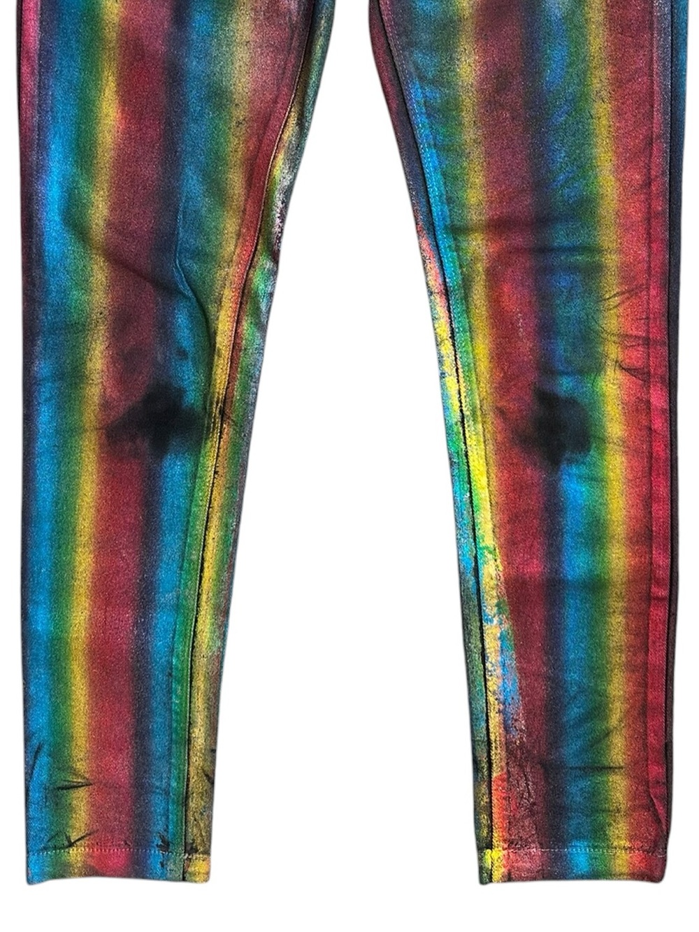Vintage Lip Service Rainbow Pride Metallic Waxed Low Rise Skinny Jeans Size 30 - Picture 6 of 10